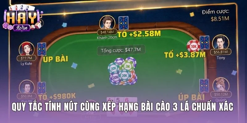 Cách tính nút bài cào 3 lá cùng thứ tự so điểm